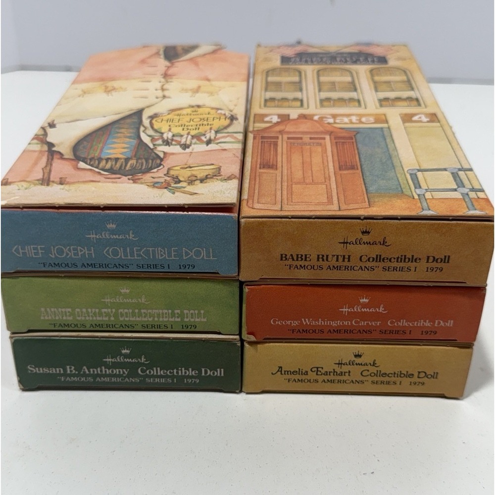 VINTAGE 1979 LOT OF 6 HALLMARK FAMOUS AMERICANS SERIES 1 DOLLS WITH BOXES